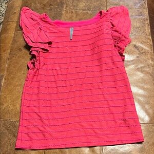 Anthropologie Pilcro hot pink top
Size XS.  23” long, flutter sleeve